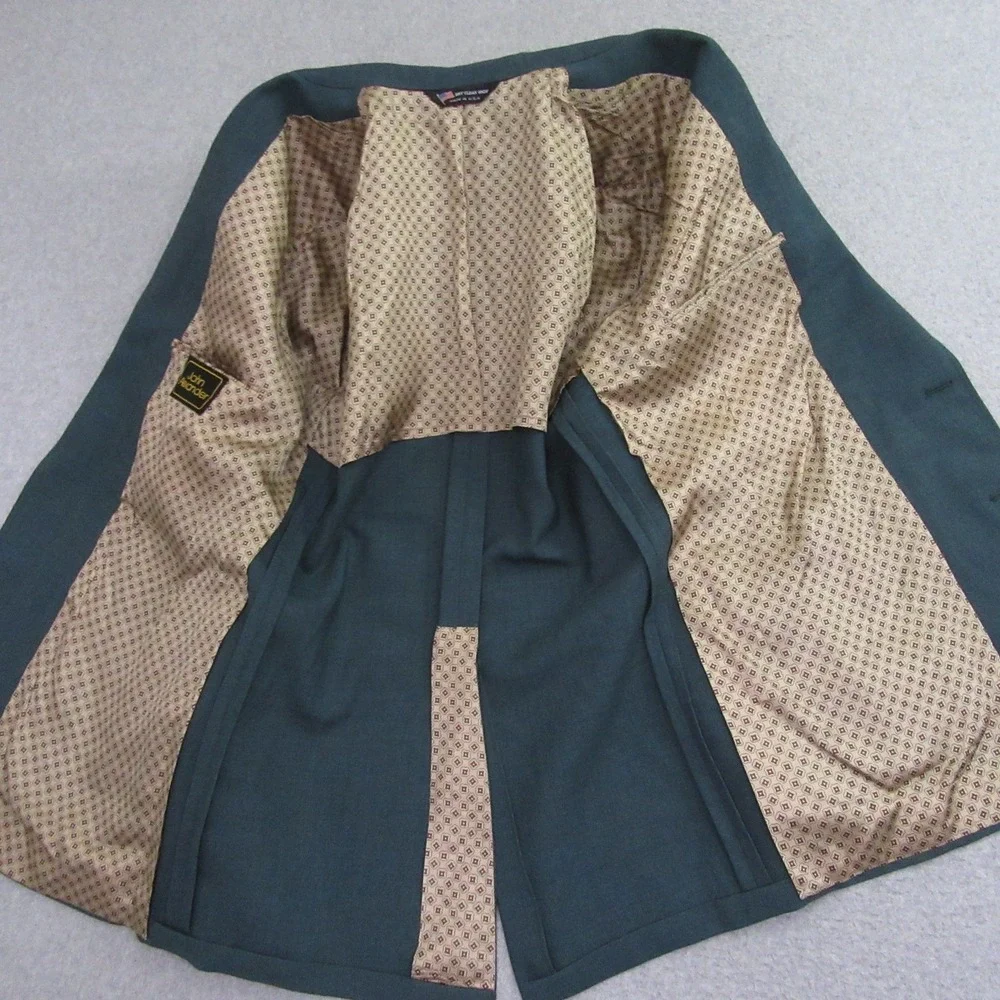 John Alexander Green Blazer 42R Gold Button Semi-Structured Woven‎ Classic Golf